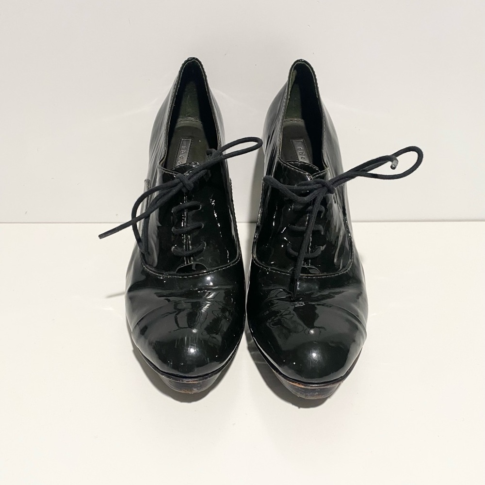 Theory Oxford Pump Lace Patent Leather Elegant‎ Black Women's Heels - Picture 2 of 7